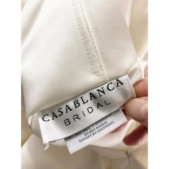 Casablanca Bridal Strapless Embroidered Satin Wedding Dress - Medium - Picture 11 of 15